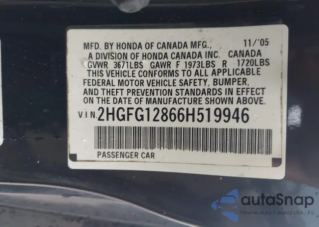 2HGFG12866H519946: 42245654