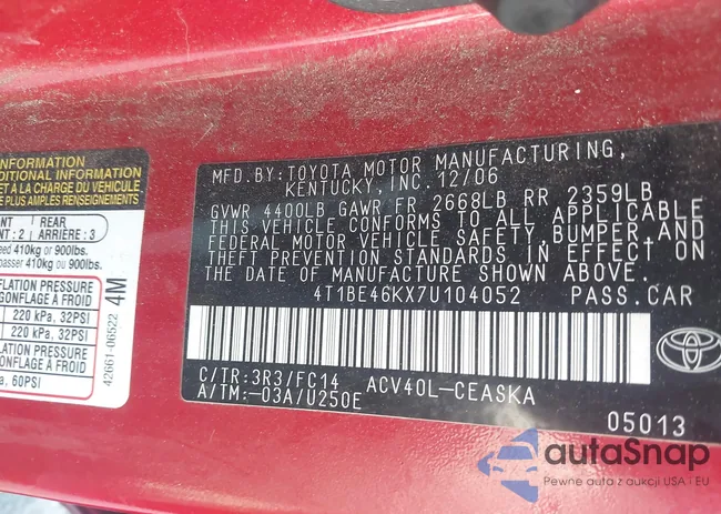 4T1BE46KX7U104052: 42245770