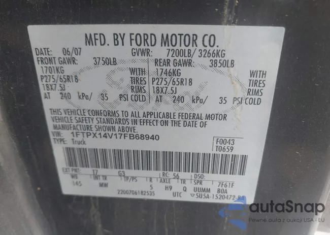 1FTPX14V17FB68940: 42245104