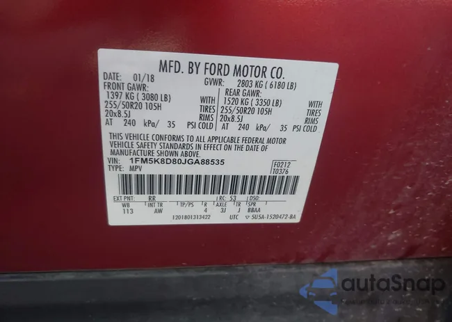 1FM5K8D80JGA88535: 42246491