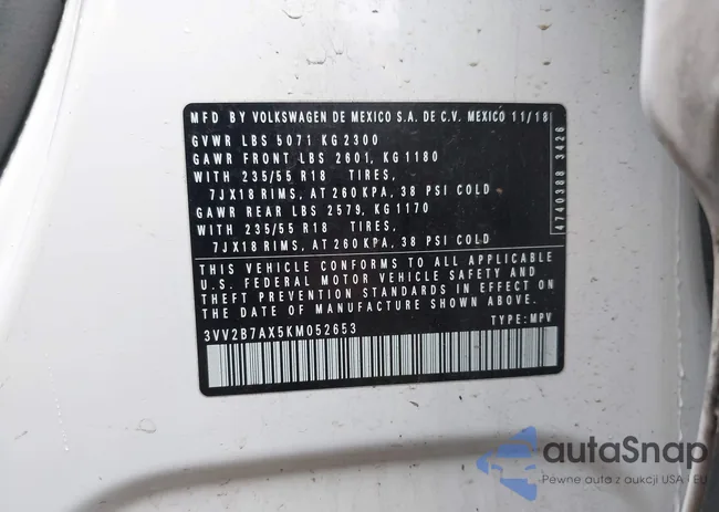 3VV2B7AX5KM052653: 42245996