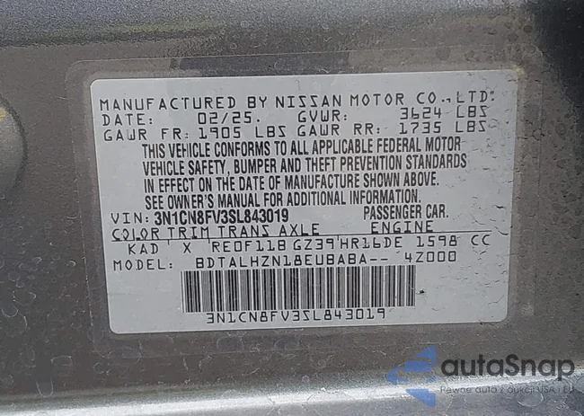 3N1CN8FV3SL843019: 42247420