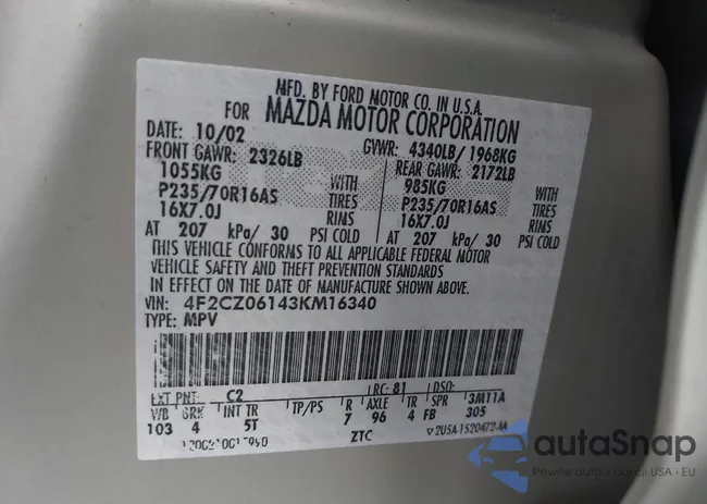 4F2CZ06143KM16340: 42247498