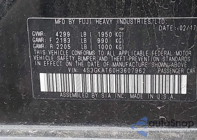 4S3GKAT60H3607962: 42247012