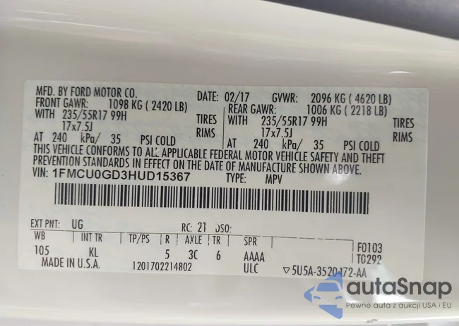 1FMCU0GD3HUD15367: 42247141