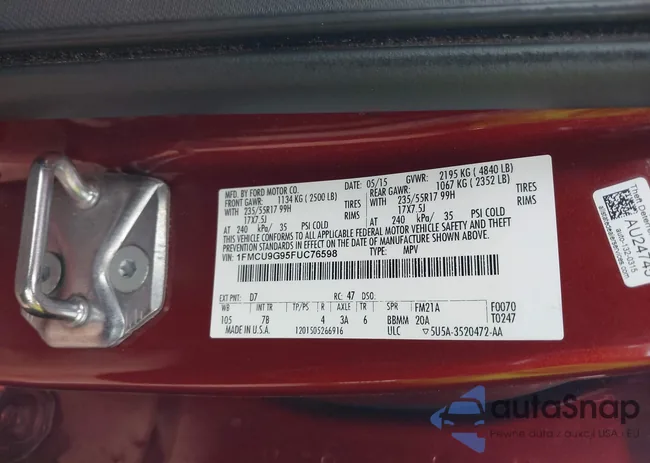 1FMCU9G95FUC76598: 42247258