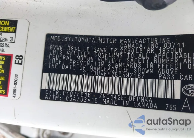 2T1BU4EE2BC597167: 42248928