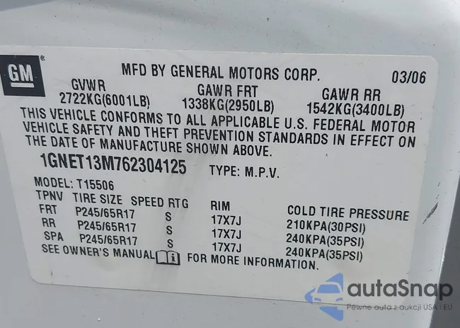 1GNET13M762304125: 42248092