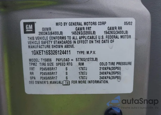 1GKET16S326124411: 42248169