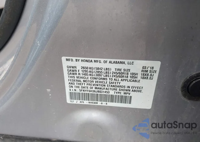 5FNYF6H36JB031453: 42248287