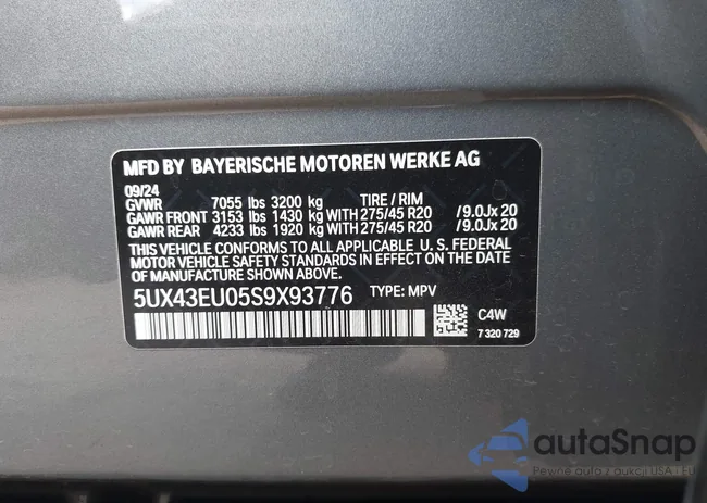 5UX43EU05S9X93776: 42249377