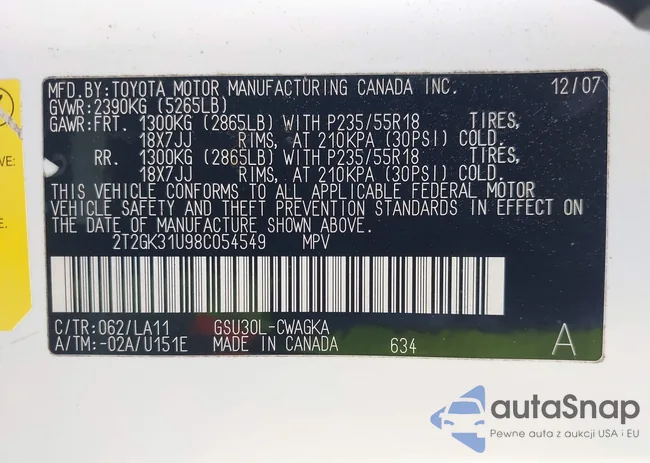 2T2GK31U98C054549: 42249554