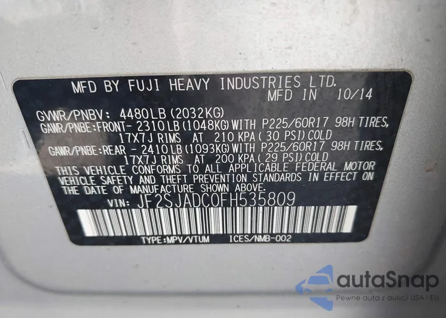 JF2SJADC0FH535809: 42249759