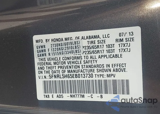 5FNRL5H65EB013730: 42249068
