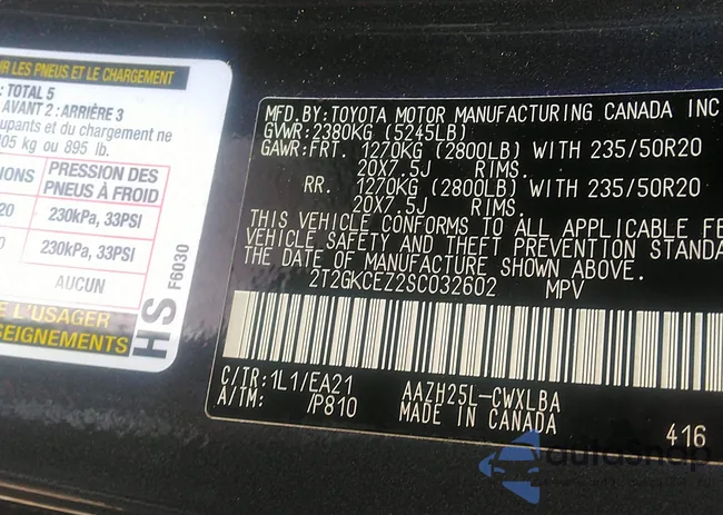 2T2GKCEZ2SC032602: 42249293