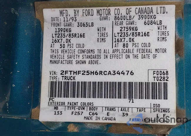 2FTHF25H6RCA34476: 42250433