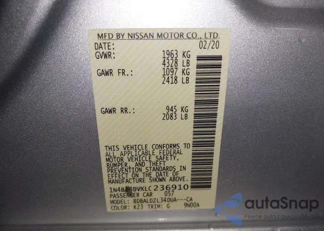 1N4BL4BVXLC236910: 42250539