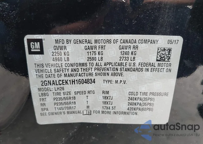 2GNALCEK1H1604834: 42250609