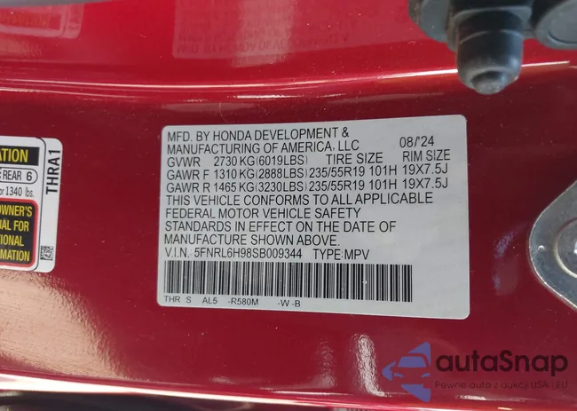 5FNRL6H98SB009344: 42250722