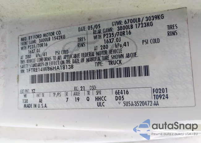 1FTRE14W86HA18138: 42250746