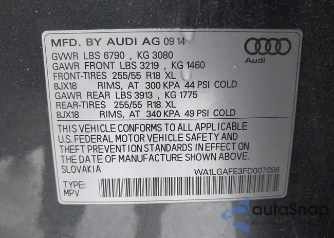 WA1LGAFE3FD007098: 42250770