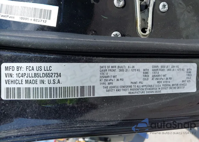 1C4PJLLB5LD652734: 42250819