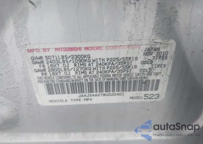 JA4JS4AX7BU020401: 42250209