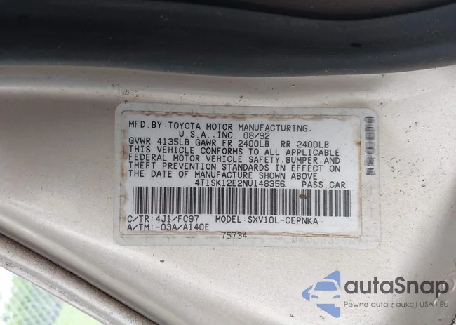 4T1SK12E2NU148356: 42250215