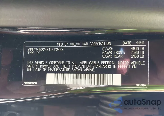 YV1622FS1C2112463: 42250234