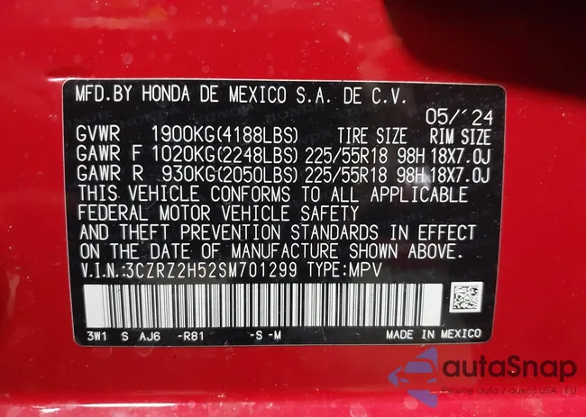 3CZRZ2H52SM701299: 42250271