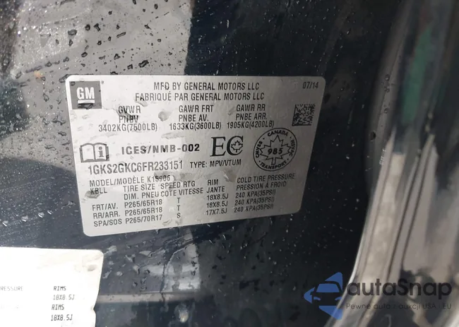 1GKS2GKC6FR233151: 42251363