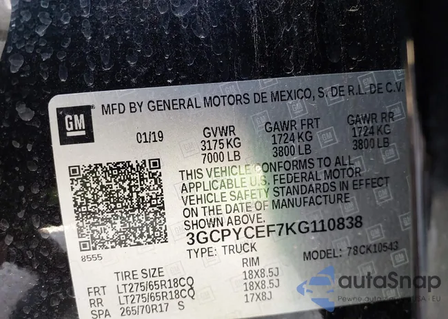 3GCPYCEF7KG110838: 42251522