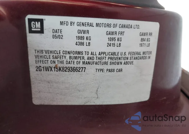 2G1WX15K829366277: 42251562