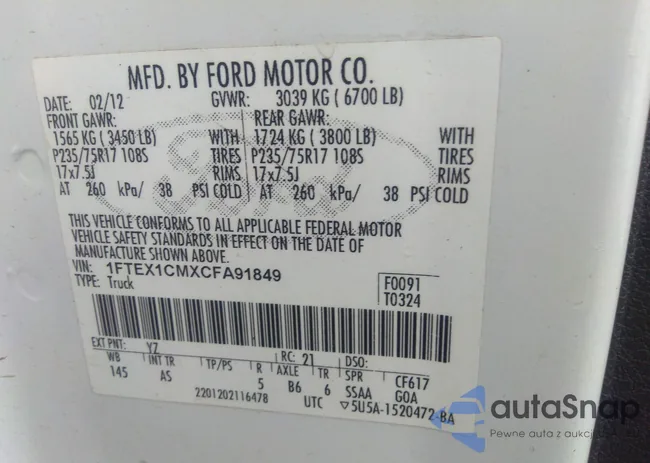 1FTEX1CMXCFA91849: 42251570