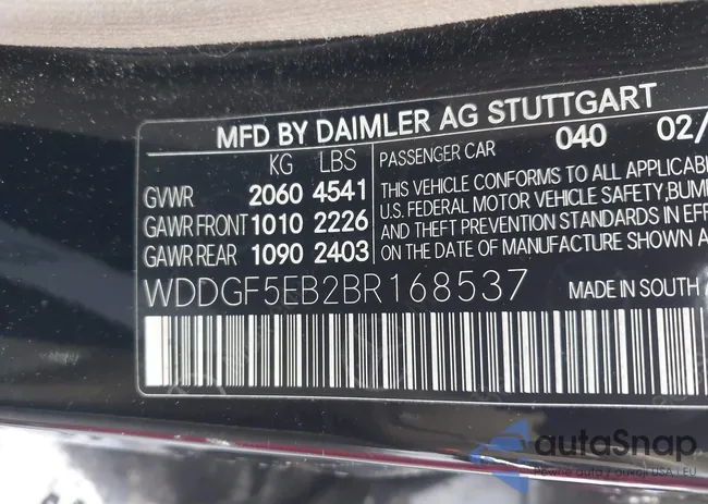 WDDGF5EB2BR168537: 42251576