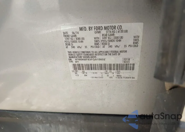 1FM5K8F83FGA15602: 42251862