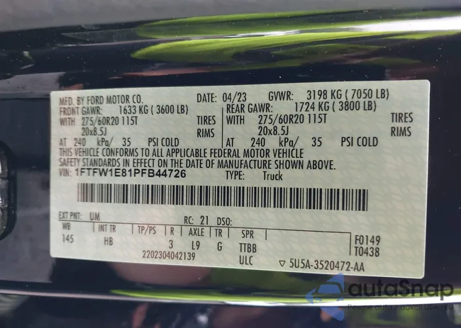 1FTFW1E81PFB44726: 42251877