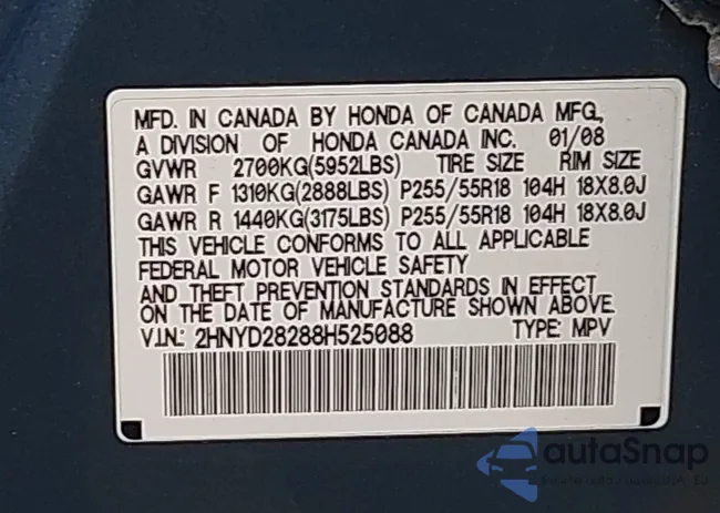 2HNYD28288H525088: 42250984