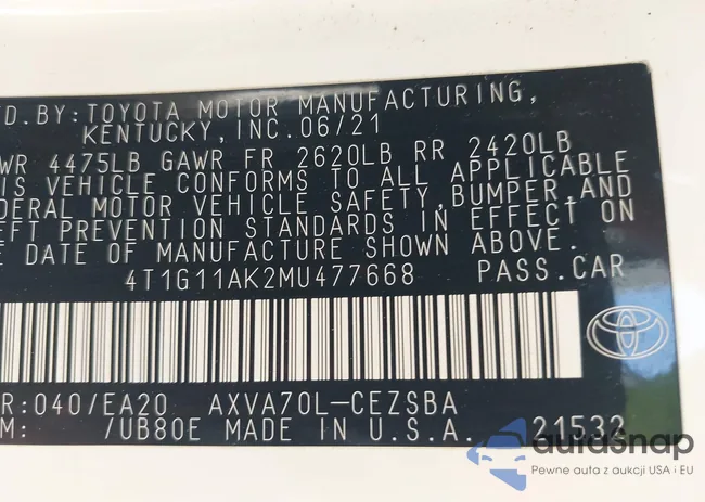 4T1G11AK2MU477668: 42251272