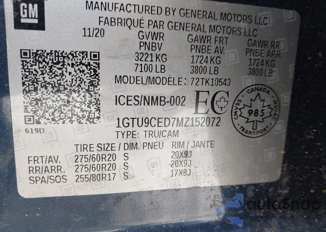 1GTU9CED7MZ152072: 42252361