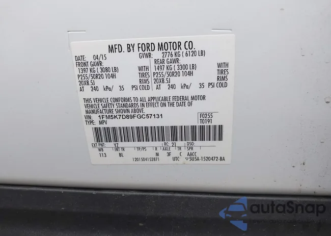 1FM5K7D89FGC57131: 42252606