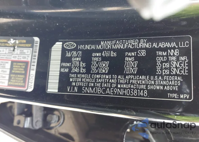 5NMJBCAE9NH038148: 42252689