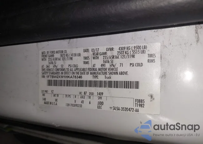 1FTBW2XM1HKA78346: 42252707