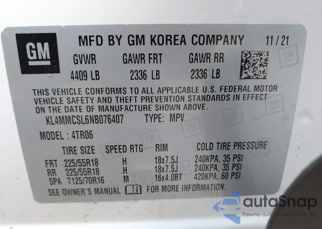 KL4MMCSL6NB076407: 42252898