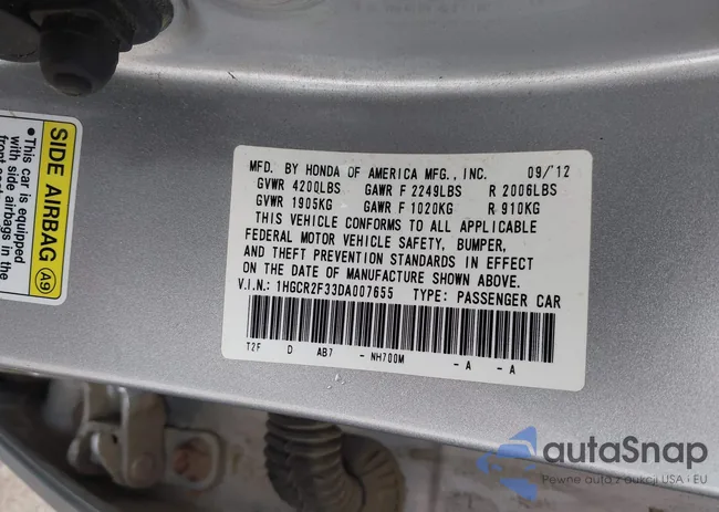 1HGCR2F33DA007655: 42252909