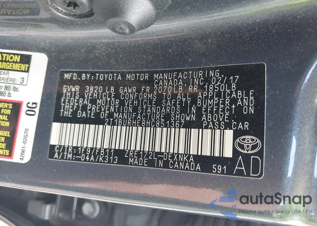 2T1BURHE8HC851367: 42252045