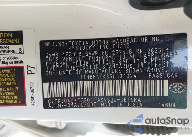 4T1BF1FK3GU131024: 42252115