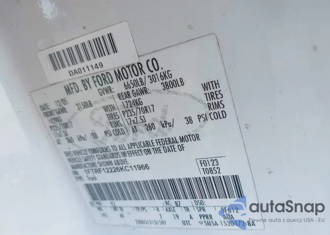 1FTRF12226KC11966: 42252210