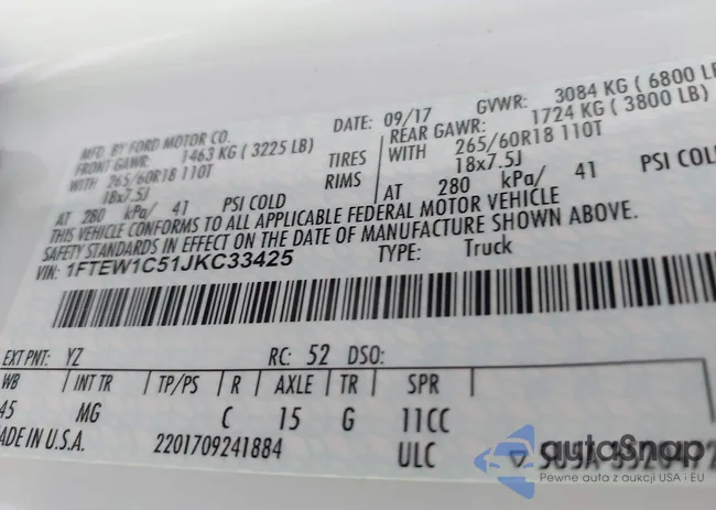 1FTEW1C51JKC33425: 42253421