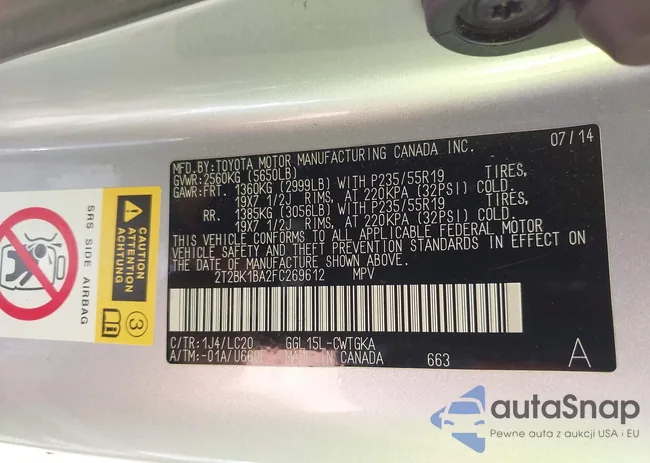 2T2BK1BA2FC269612: 42253553